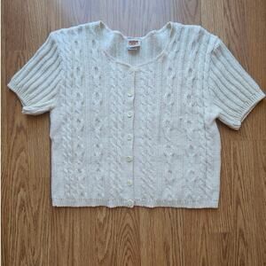 Route 66 Cream Button Down Knit Short Sleeve Sweater – Size Large